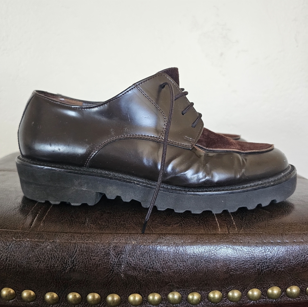 Paul Green Dark Brown Leather Suede Accent Old‎ Money Quiet Luxury Loafers Sz 6